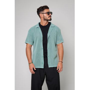 Camasa supradimensionata cu maneci scurte - Verde persan