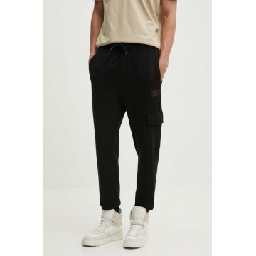 HUGO pantaloni de trening din bumbac culoarea negru, neted, 50528176