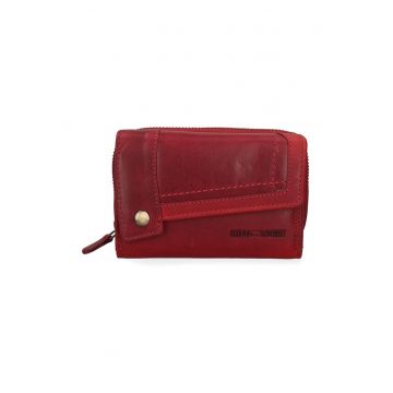 Portofel de piele cu logo discret - Rosu