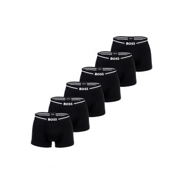 Set de boxeri cu banda logo in talie 37647 - 6 perechi - Negru