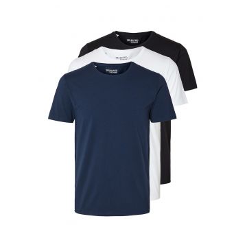 Set de tricouri cu decolteu la baza gatului - 3 piese - Bleumarin