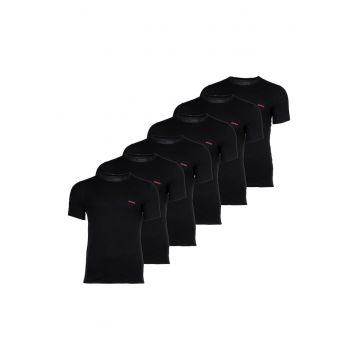 Set de tricouri cu decolteu la baza gatului - 6 perechi - Negru