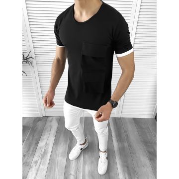 Tricou barbati negru slim fit Vagabond B1956 N1-3.1