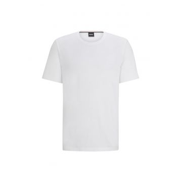 Tricou din amestec de bumbac cu logo - Alb