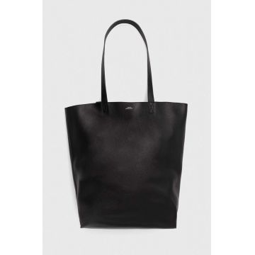 A.P.C. geanta de piele cabas maiko culoarea negru, PXBOK.M61500