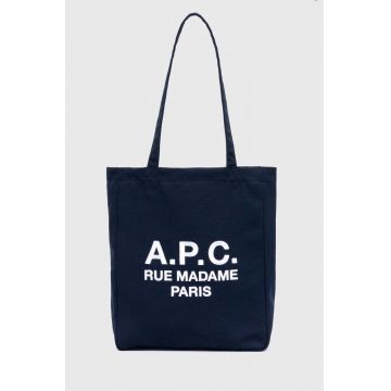 A.P.C. geanta tote lou rue madame culoarea albastru marin, PSAJS.M61937