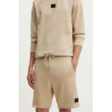 HUGO pantaloni scurti din bumbac culoarea bej, 50528159