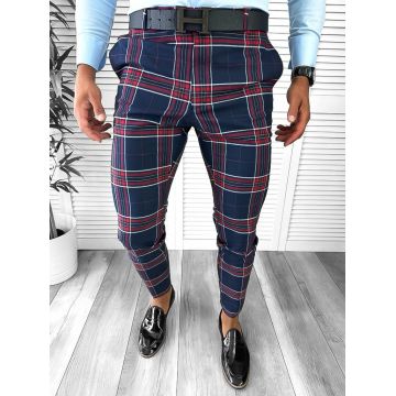 Pantaloni barbati eleganti bleumarin B1546 D11-3