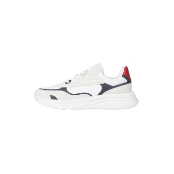 Pantofi sport cu garnituri din piele intoarsa si material textil