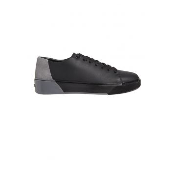 Pantofi sport din piele si piele intoarsa cu model colorblock