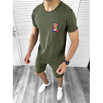 Trening barbati kaki pantaloni + tricou 10591 N7-4.1