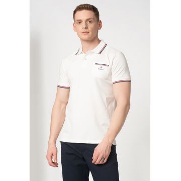Tricou polo regular fit cu garnituri in dungi
