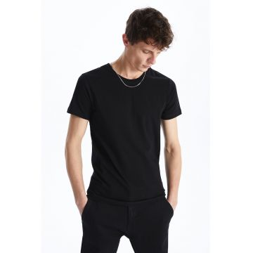 Tricou uni cu decolteu rotund
