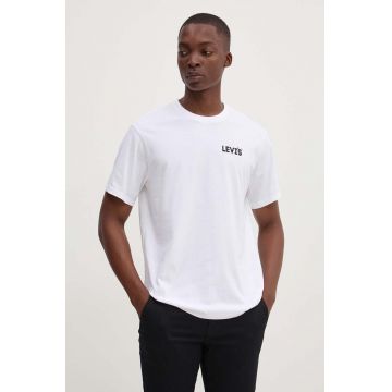 Levi's tricou din bumbac barbati, culoarea alb, cu imprimeu
