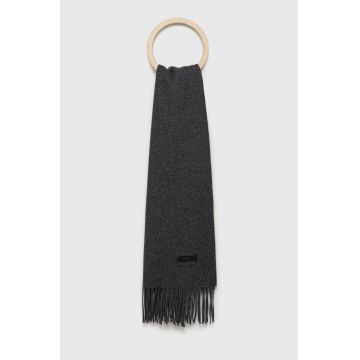 Moschino eșarfă de lână culoarea gri, uni, M5165 50092