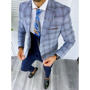 Sacou barbati in carouri slim fit B5597 E 72-5 ~