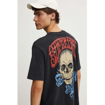 Superdry tricou din bumbac barbati, culoarea negru, cu imprimeu, M1012047A-8IT