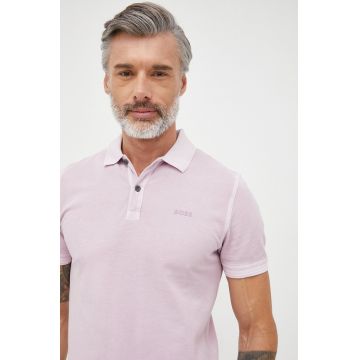 BOSS polo de bumbac Boss Casual culoarea roz, neted