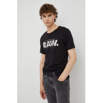 G-Star Raw tricou din bumbac culoarea negru, cu imprimeu