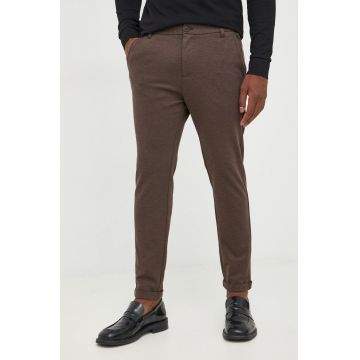 Lindbergh pantaloni barbati, culoarea maro, mulata