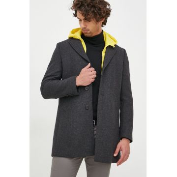 Manuel Ritz palton de lana culoarea gri, de tranzitie