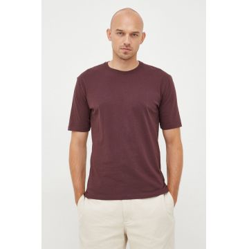 Sisley tricou din bumbac culoarea bordo, neted