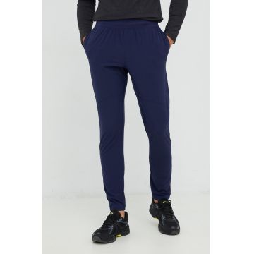 Under Armour pantaloni barbati, culoarea albastru marin, neted