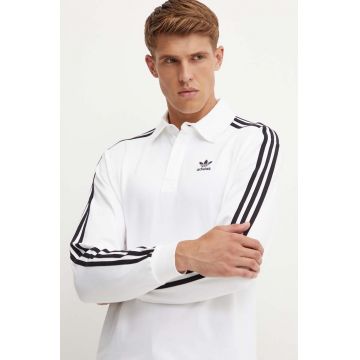 adidas Originals longsleeve din bumbac Adicolor culoarea alb, cu imprimeu, IZ2459