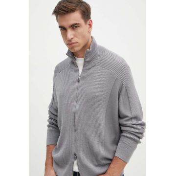Armani Exchange cardigan din amestec de lana culoarea gri, 6DZE6G ZM5BZ