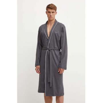 BOSS halat de baie din bumbac culoarea gri, 50522220