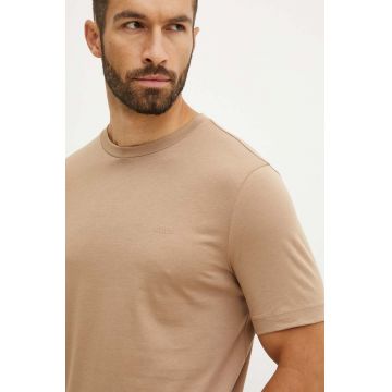BOSS tricou din bumbac barbati, culoarea bej, neted, 50468347