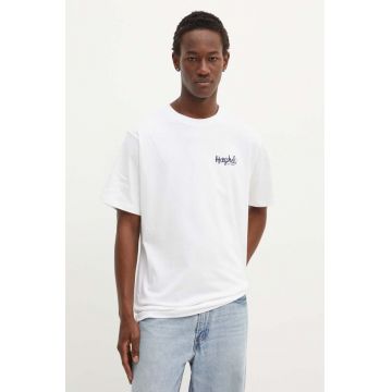 Herschel tricou din bumbac barbati, culoarea alb, cu imprimeu