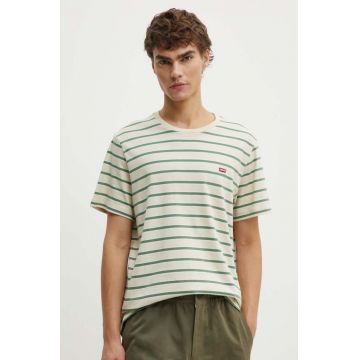 Levi's tricou din bumbac barbati, culoarea bej, neted