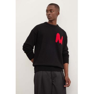 MSGM pulover de lana barbati, culoarea negru, light, 3740MM219S.247569
