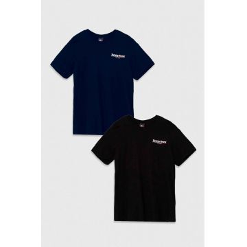 Tommy Jeans tricou din bumbac 2-pack barbati, culoarea negru, cu imprimeu, DM0DM18975
