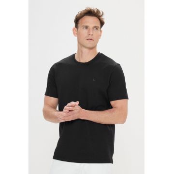 Tricou cu decolteu la baza gatului - Negru