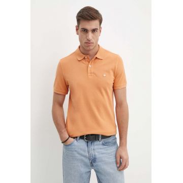 United Colors of Benetton polo de bumbac culoarea portocaliu, neted
