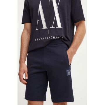 Armani Exchange pantaloni scurti din bumbac barbati, culoarea albastru marin