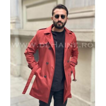Palton barbati de primavara rosu slim fit B3958 P20-1.2