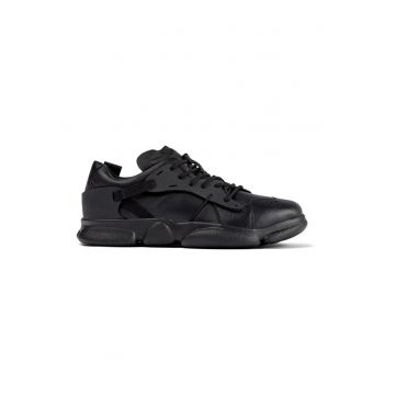Pantofi sport low-cut din piele - Negru