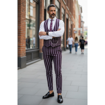 Compleu barbati Vesta + Pantaloni grena B7922 Z1