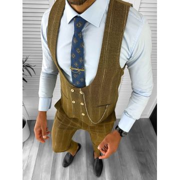 Compleu barbati  Vesta + Pantaloni mustar B5517 47-2  U2-1