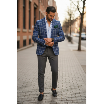 Sacou barbati slim fit in carouri 12715 107-2