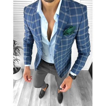 Sacou barbati slim fit in carouri 12715  125-2