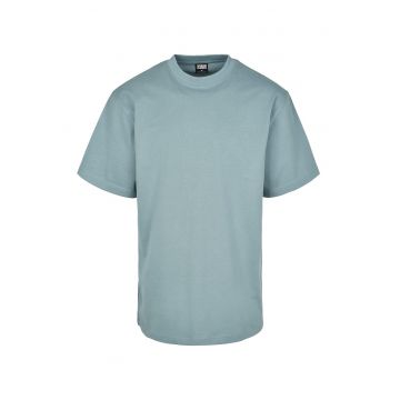 Tricou din bumbac cu decolteu la baza gatului - Albastru prafuit