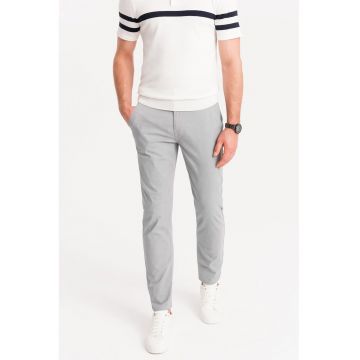 Pantaloni cu croiala conica si buzunare laterale - Gri deschis