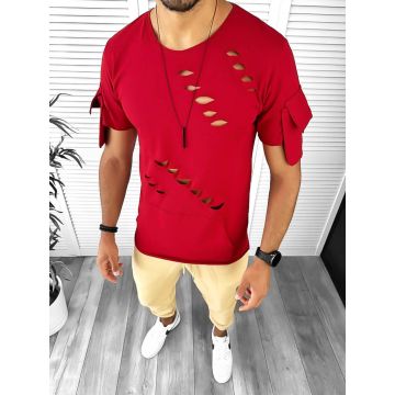 Tricou barbati slim fit rosu 12833   N1-5.2