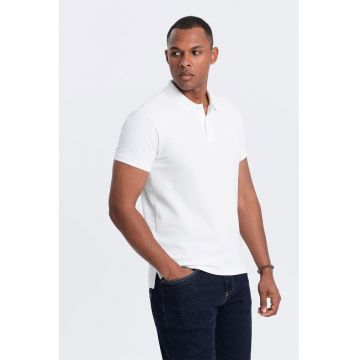 Tricou polo cu model uni - Alb