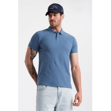 Tricou polo cu model uni - Albastru prafuit