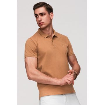 Tricou polo cu model uni - Caramel